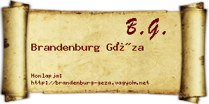 Brandenburg Géza névjegykártya